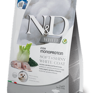 N&D DOG WHITE COAT SPIRULINA SEA BASS FENNEL PUPPY MINI